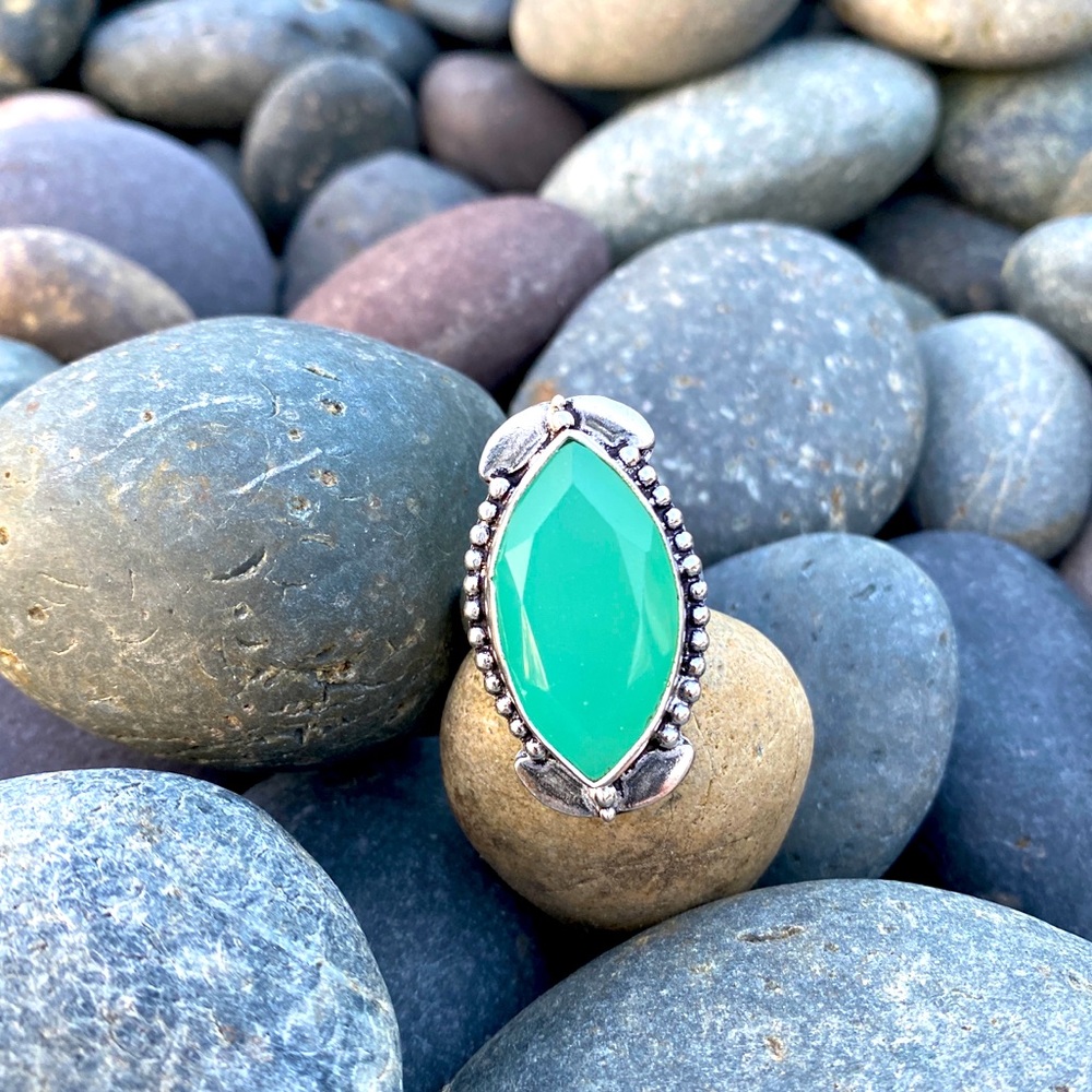 Sundance CHALCEDONY RING Sterling silver oversized gemstone Quartz big stone gem